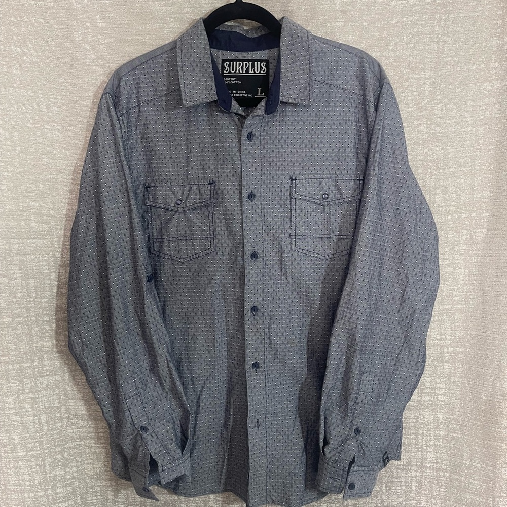 Pier Surplus Blue Casual Button Down Shirt